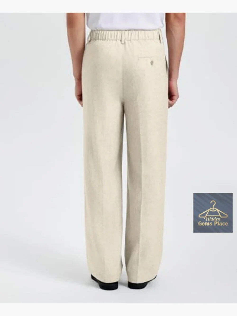 Mens Linen Pleated Wide Leg Dress Pants Baggy Relaxed Fit Trousers